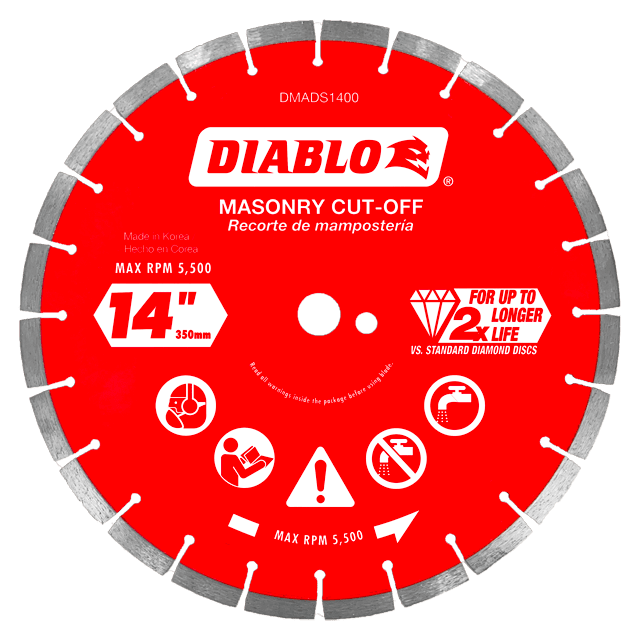 14 in. Diamond Segmented Cut-Off Discs for Masonry