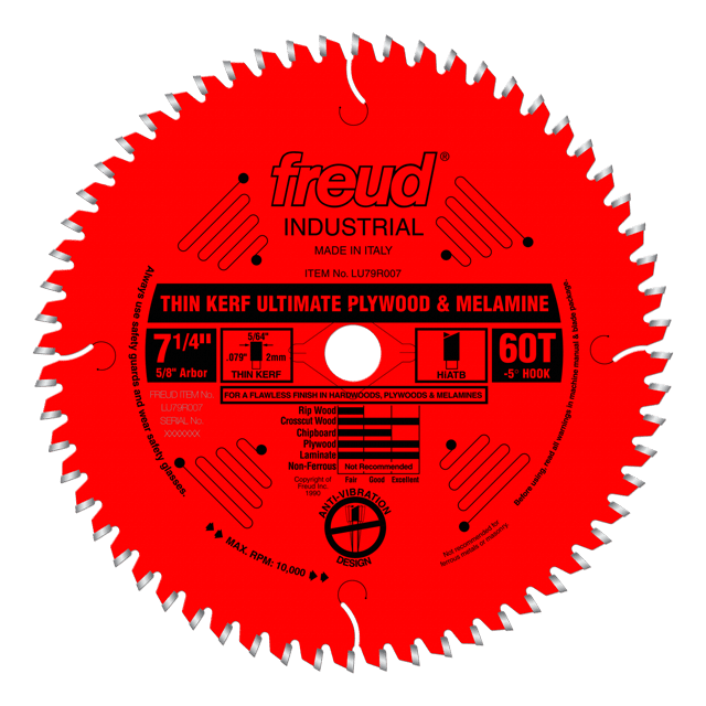 7-1/4" Thin Kerf Ultimate Plywood & Melamine Blade