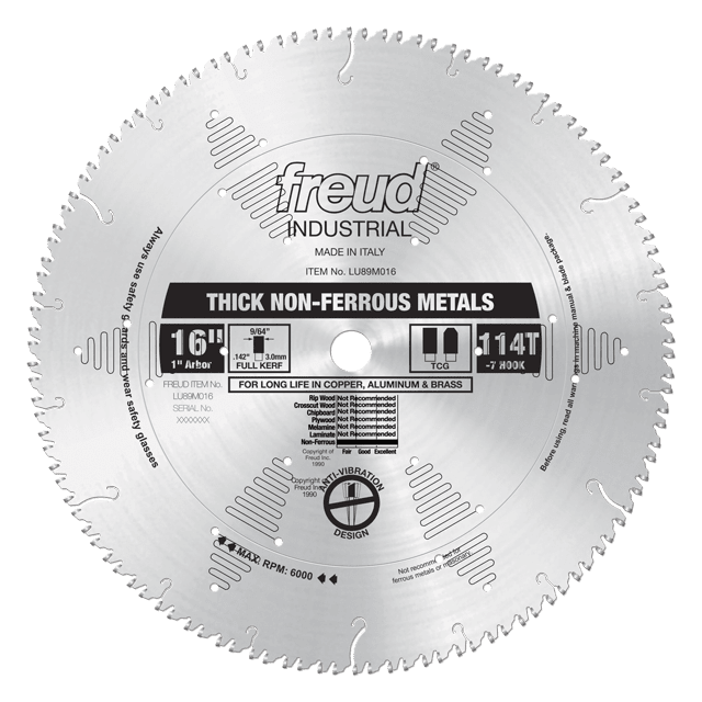 16" Thick Stock Aluminum Metal Blade