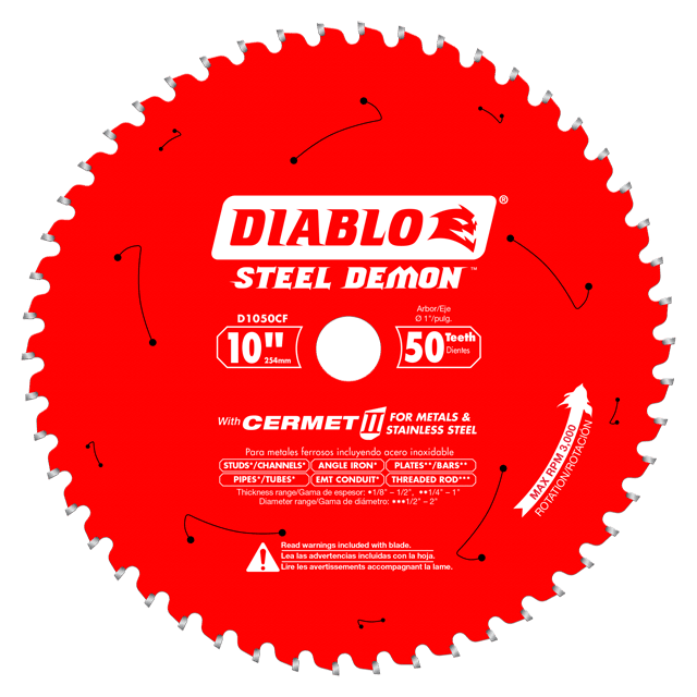 10 in. x 50 Tooth Steel Demon Cermet II Saw Blade for Metals and Stainless Steel
